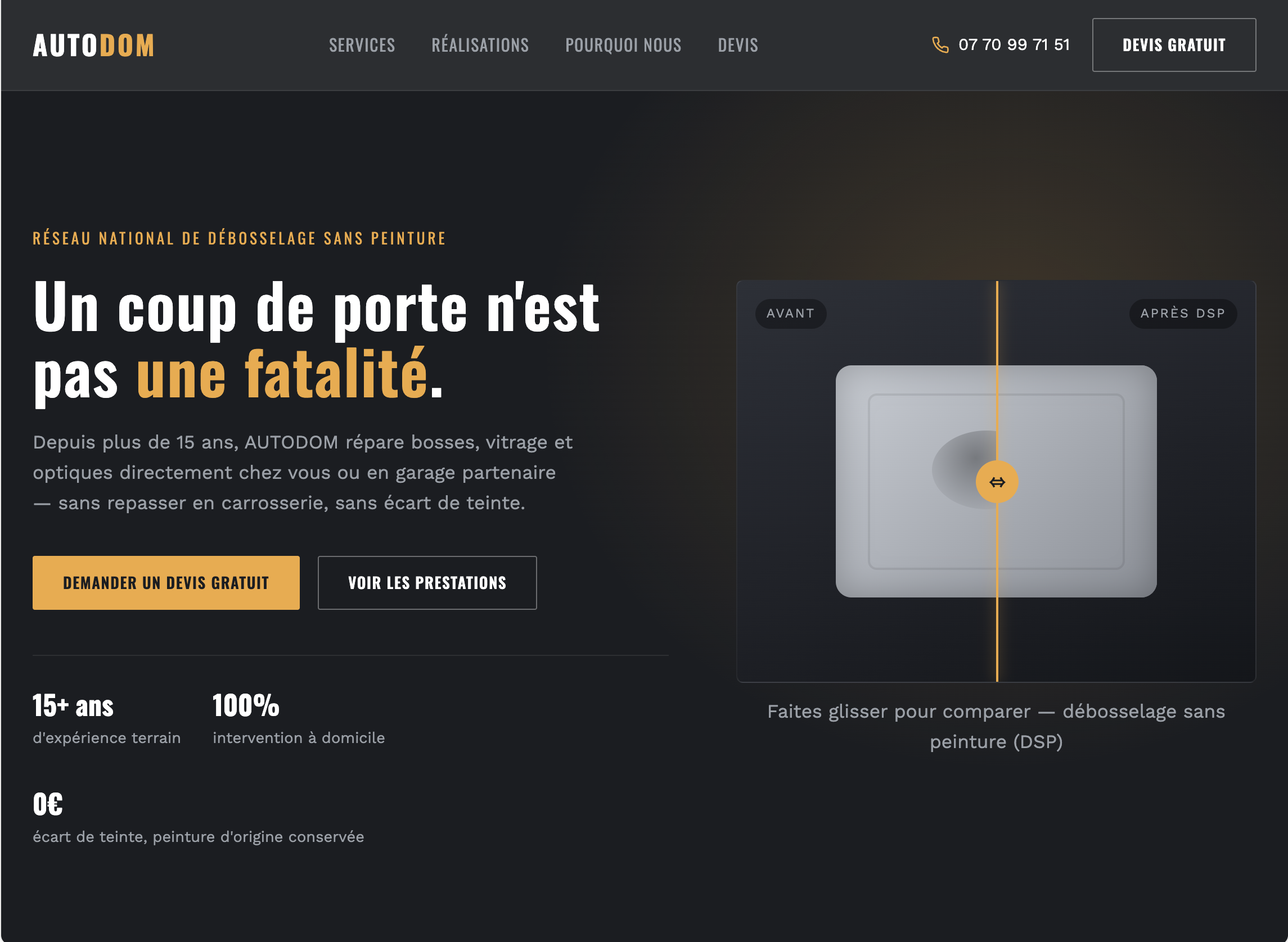 Page d'accueil du site AUTODOM