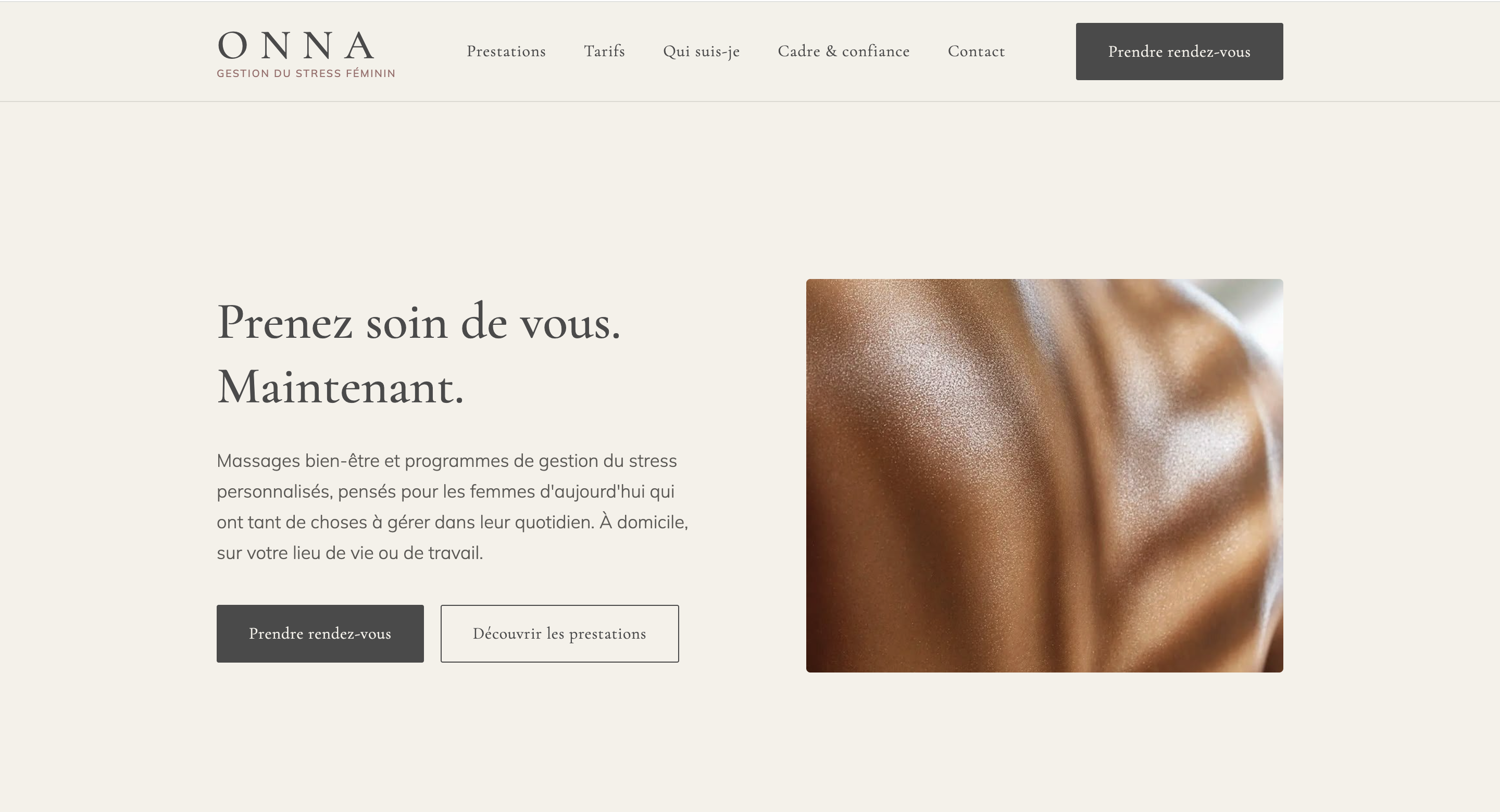 Page d'accueil du site ONNA